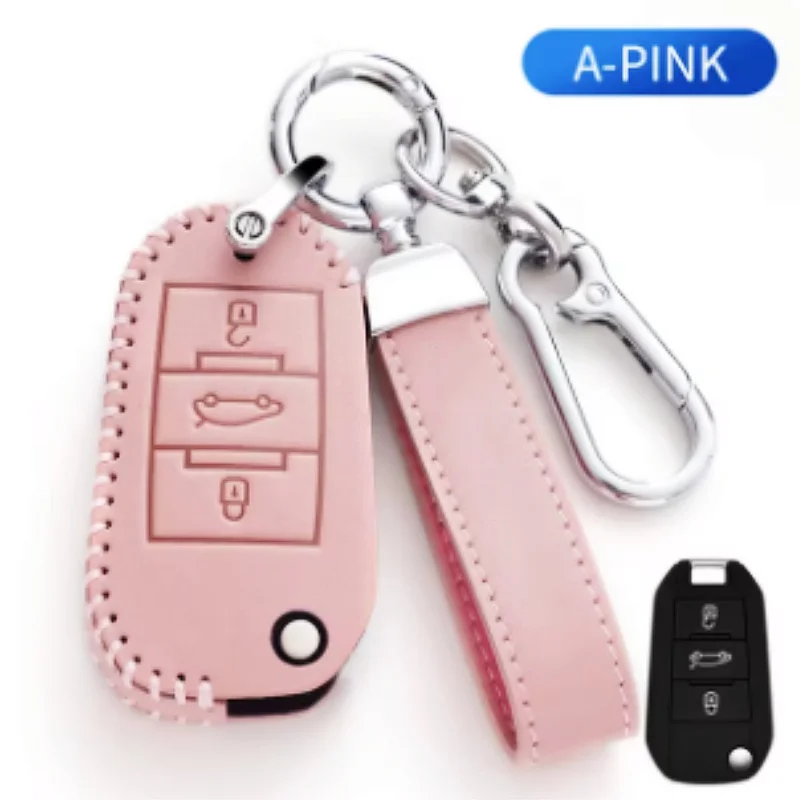 Oli kožené skladanie flip kľúča krycí kryt kľúča pre Citroen C4 Cactus C3 C5 C4L pre Peugeot 408 508 301 2008 3008 ochranca