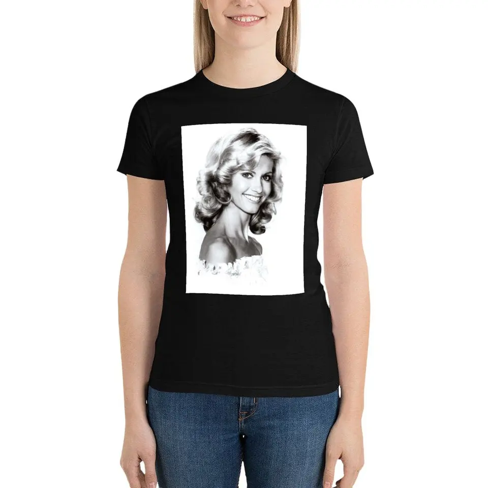 Olivia Newton John 1#220822 Tričko estetické oblečenie vtipné dámske bavlnené tričko