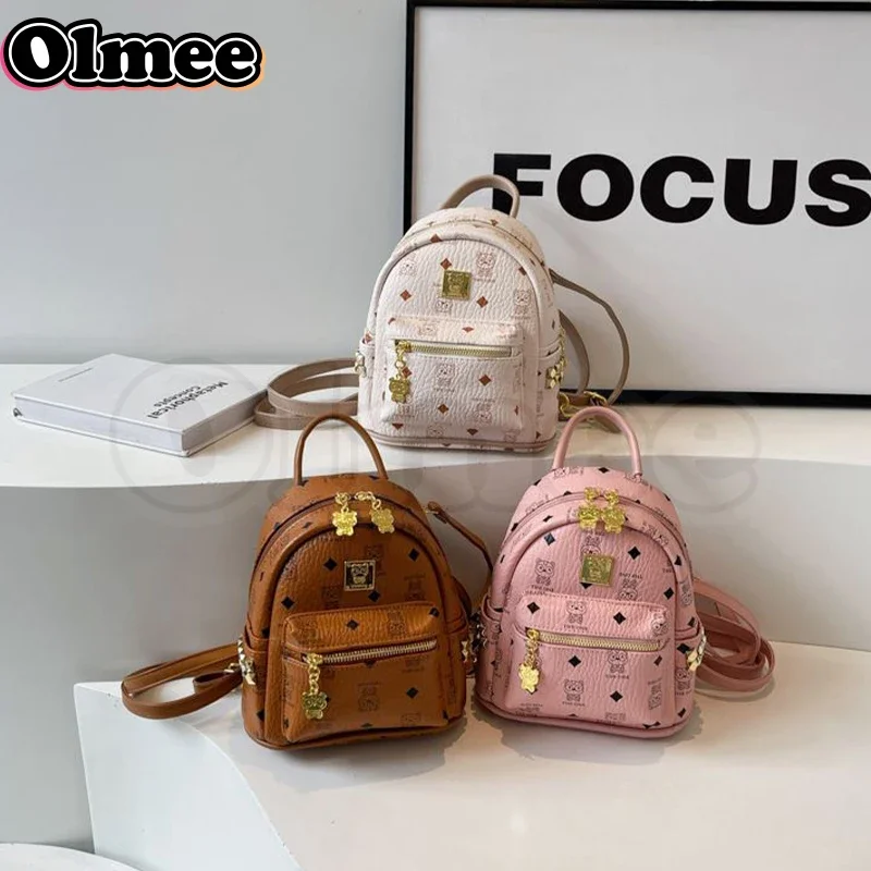 [Olmee] Na sklade roztomilý medveď Jirai kei ružová hnedá kožená taška back back batoh lolita kawaii ins School Girl Halloween Vianoce