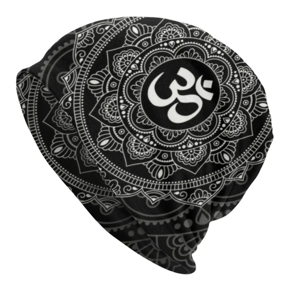 OM mandala lebky čiapky čiapky unisex zimné teplé pletené klobúk dospelý budhizmus