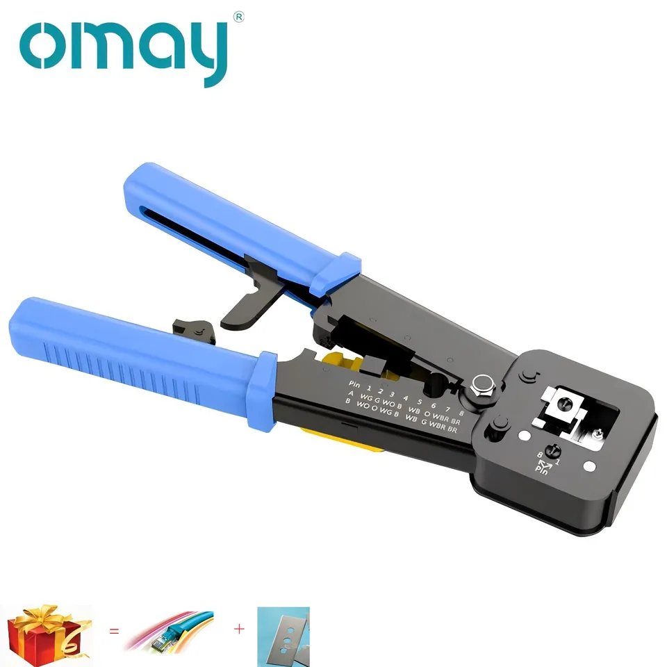 OMAY RJ45 RJ11 CRIMP Tool Pass cez CAT5 CAT5E CAT6 CRAMPER Stripper pre RJ12 8P 6P koncový priechod cez konektor cez konektor