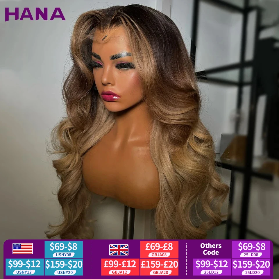 Ombre blondínka 13x6 13x4 priehľadná čipka predná parochňa blondínka s čiernou hnedou farbou parochne Parochne ľudské vlasové čipky predné parochňu 5x5