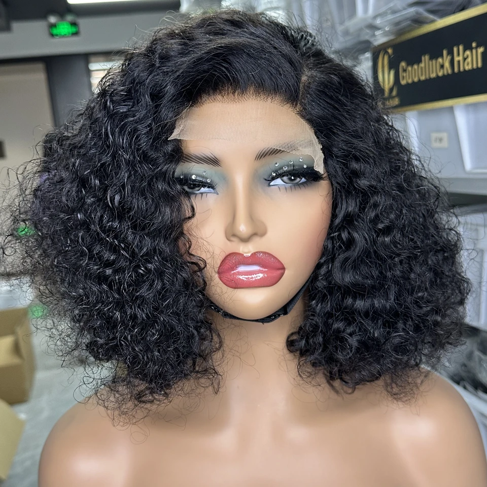 Ombre hnedý krátky Jerry Curly Bob Parochňa Vietnamské ľudské vlasy 4x4 čipkované parochne pre ženy pre ženy