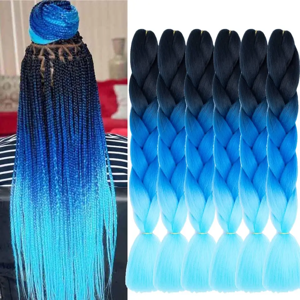 Ombre Jumbo Braiding Predlžovanie vlasov 24 palcov 1 pcs Vysokoteplotné syntetické vlákno predlžovanie vlasov pre vrkoče s pletením boxu
