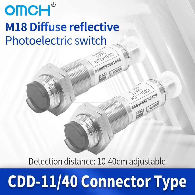 OMCH CDD séria difúzneho odrazu fotoelektrický induktívny spínač senzor DC 12-24V Adaptácia na konektory M12