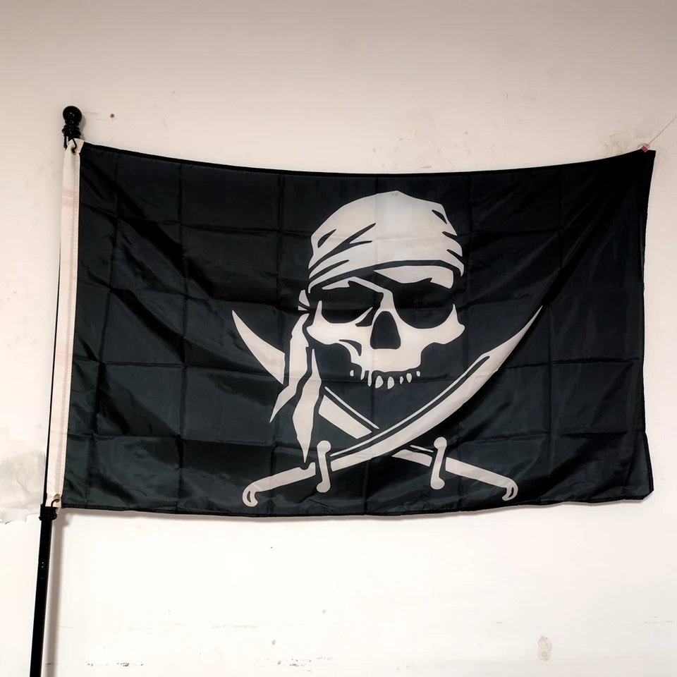 One Eye Pirát lebka Vlajka vonkajšia dekorácia 90x150cm Polyester Hanning Banner Gobestry