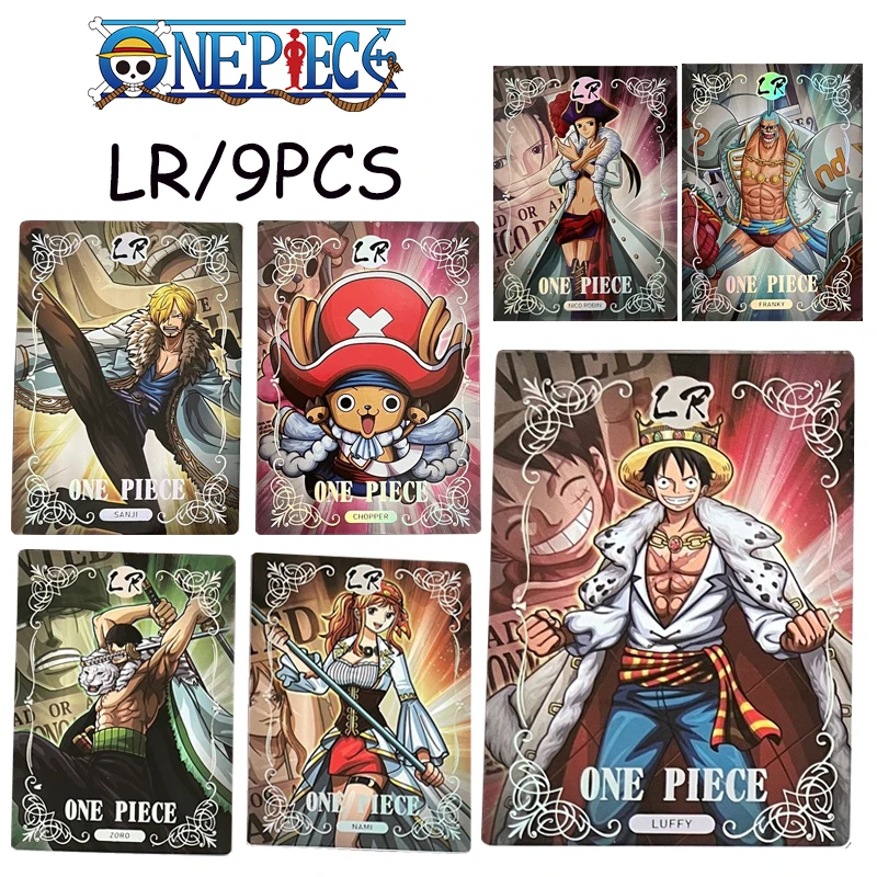 One Piece Cards LR 9PCS/Set Luffy Chopper Sabo Nico Robin Ace Boy Vianočné narodeniny darček Anime Collectible Cards