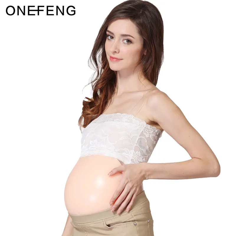 ONEFENG 100% Silikónový materiál GEL Falošné tehotné brucho Umelý žalúdok 1000-1500 g/pc Jelly brucho nahá farba