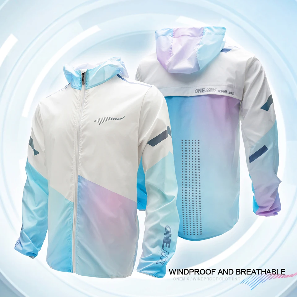 Onemix Sport Jacket Men Hoodies Windproof Zipper Gym Rýchlo vysychajúcu kapucňu jogu bundu Tréning fitness coat bežecké oblečenie