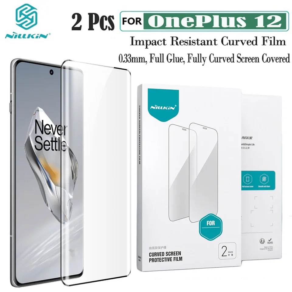 OnePlus 12 Film Nillkin 2ks Full Glue Screent Ochranca pre OnePlus12 One Plus 12 Plné pokrytie nie sklo