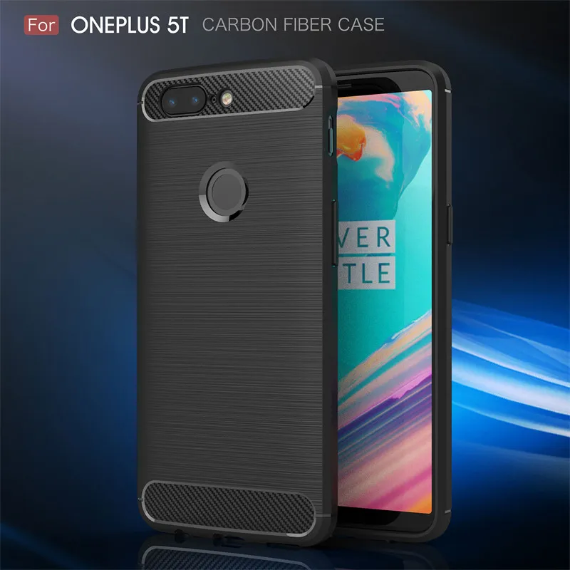 OnePlus 5T A5010 puzdro na uhlíkové vlákno Silikón Silikón TPU zadné kryt