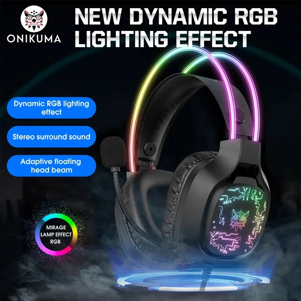 ONIKUMA Professional Gaming Headset s dynamickým osvetlením RGB zapojené slúchadlá s overom