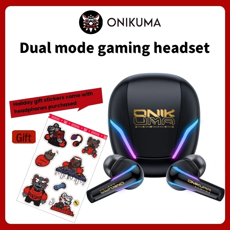 ONIKUMA T27 DUAL-MODE COOL RGB Herné slúchadlá s vysokým rozlíšením volania zvukovej kvality a nízkou latenciou pre hranie hier