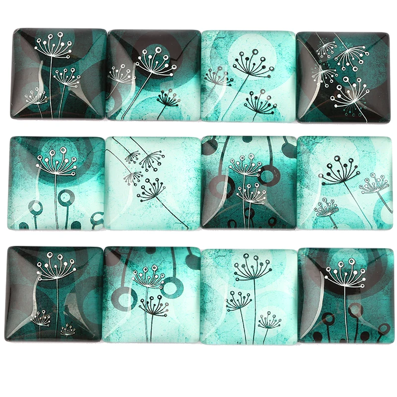 Onwear Mix Pitdelion Photo Square Glass Cabochon 12 mm 15 mm 25 mm 30 mm DIY Plochá zadná handamde šperky nálezy