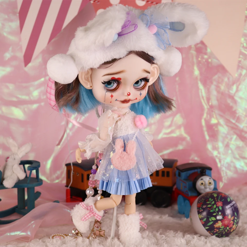Ooak slečna Joker Icy DBS Blyth Doll vyrezávané pery matná tvár 1/6 bjd azone s anime dievča