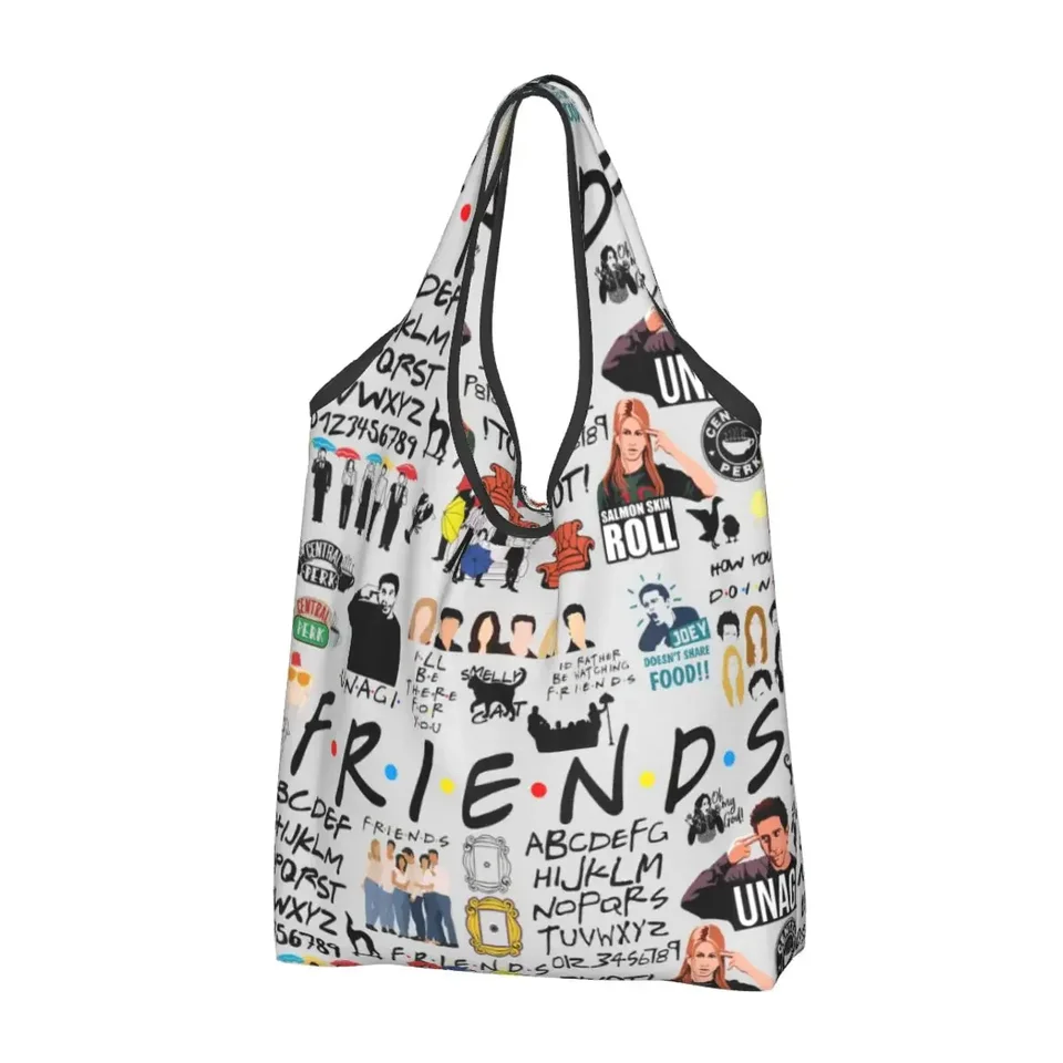 Opakovane použiteľné priatelia televízna relácia American Shopping Bags for Groceries skladacie karikatúry centrálne vrecká s potravinami umývateľné veľké tote tašky
