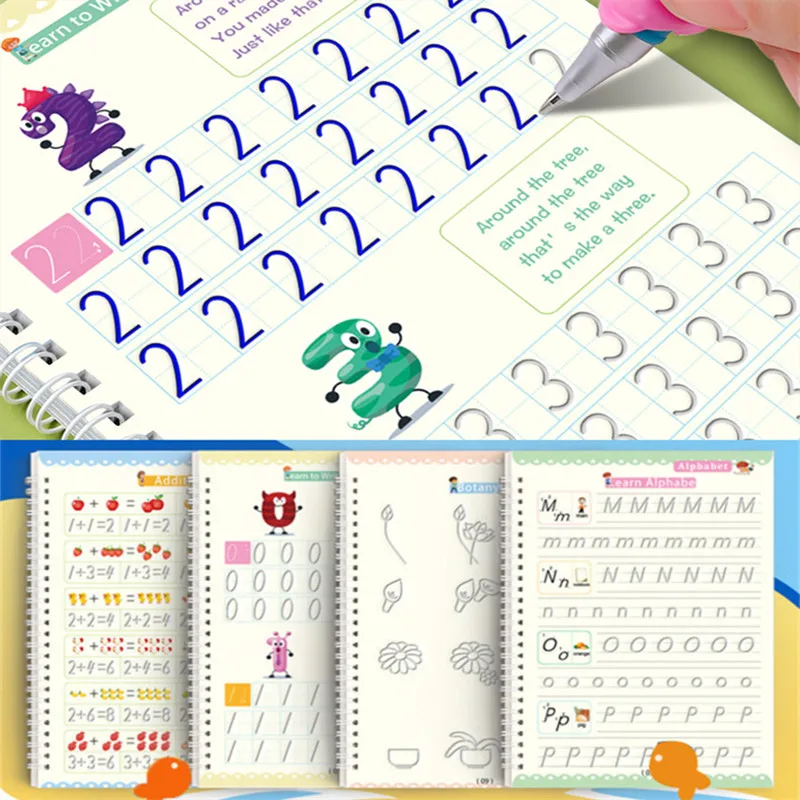 Opakovane použiteľný kúzelný copybook kreslenie hračiek pre deti Montessori Control Training Training Písanie nálepka vzdelávacie vzdelávacie hračky Kids