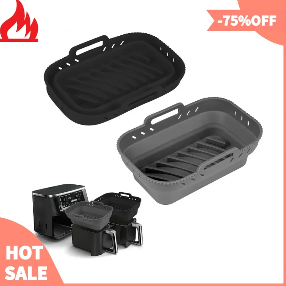 Opakovane použiteľný obdĺžnikový výmena koša odolného v oblasti tepelne pre Ninja Air Fryer Silikone Tray Dish Nepripené kuchynské doplnky Nástroje