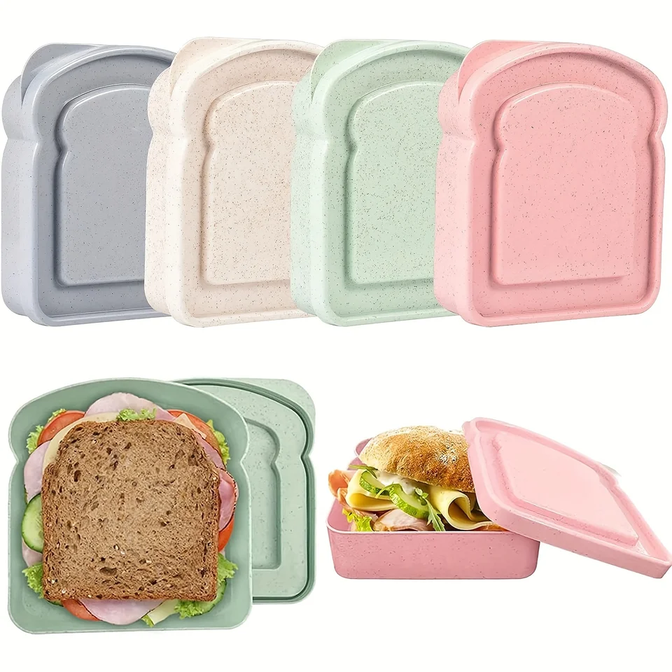 Opakovane použiteľný sendvič Bento Set Set BPA bez veka mikrovlnná bezpečná kontajner pre školu Outdoor Picnic Kitchen Organizátor