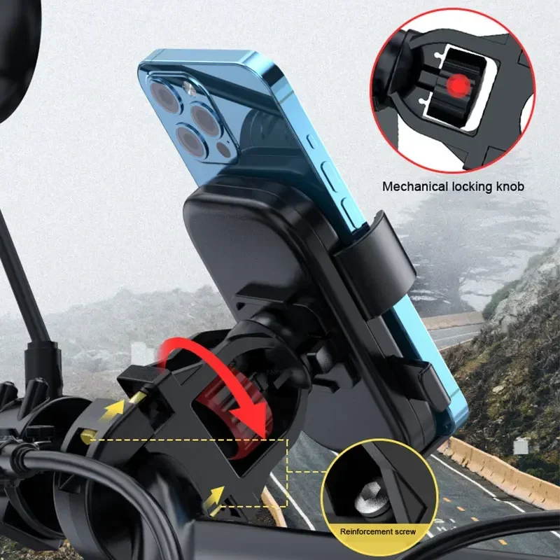Opansten Anti-Strip Telefón Mount 360 ° Rotatovateľný nastaviteľný držiak na bicykel pre vonkajšie cyklistiky, príslušenstvo pre horské bicykle