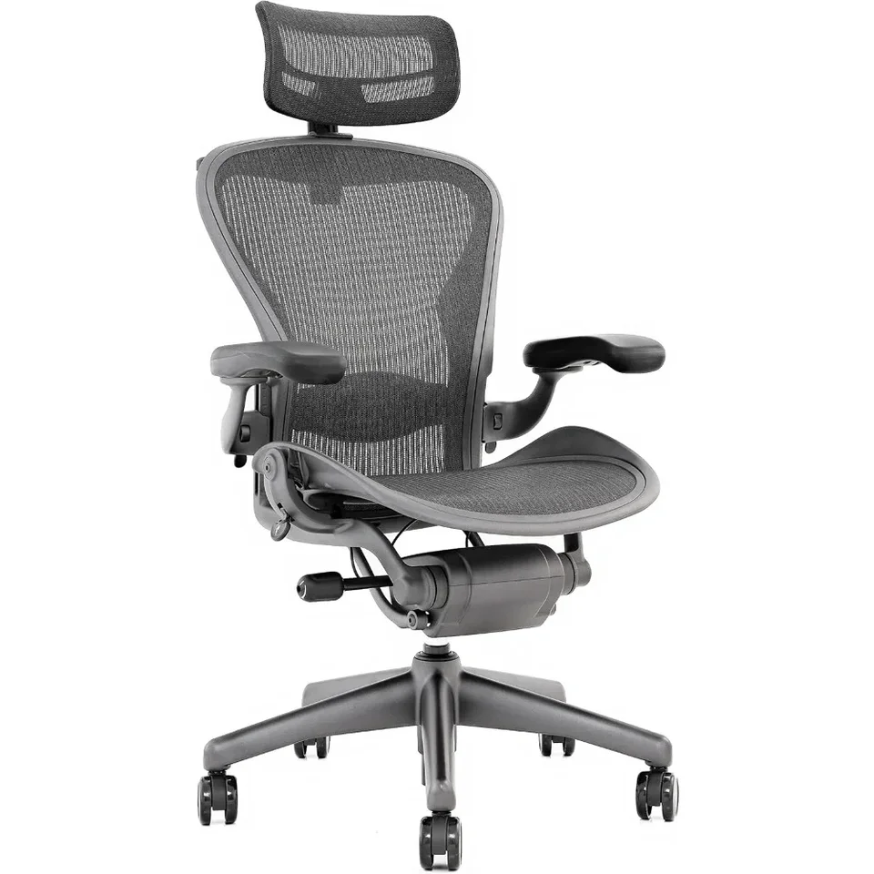 Open Box Herman Miller Aeron Plne naložený, nastaviteľný opier opierky, hliník