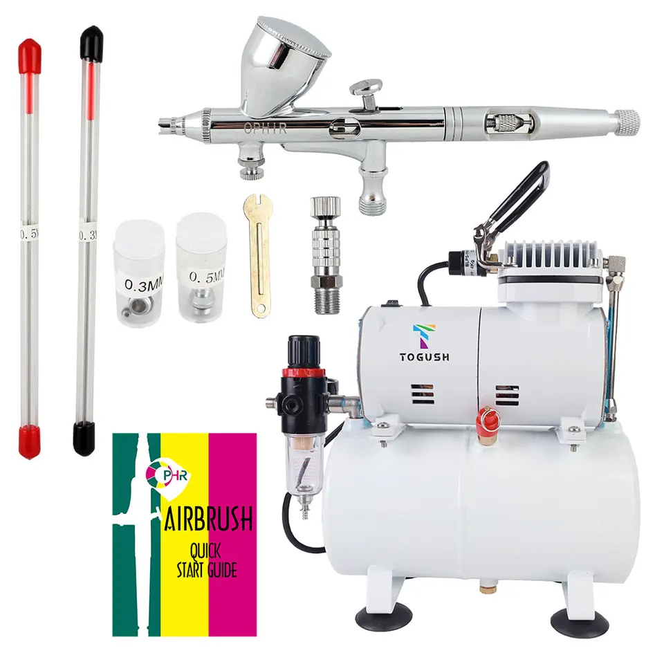 OPHIR PRO 3 TIPS DUAL ACTION Airbrush Gravity Paint Gun Sit s kompresorom pre tetovanie tetovania na nechty 110V, 220V AC134+070