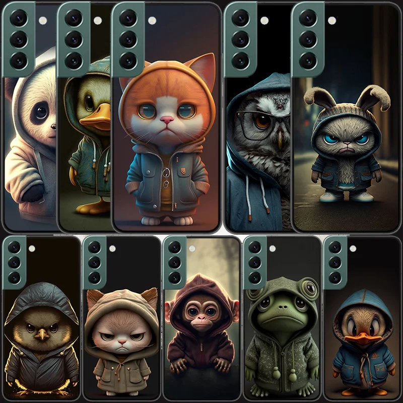 Opica Frog Pig Cow Kravňa KATACKÉ ZVIERATNÉ PLAMNA PRE SAMSUNG GALAXY S24 S22 ULTRA S21 PLUS S20 S23 S24 FE CASE S10 5G S10E S9 Cover SIL SIL SIL
