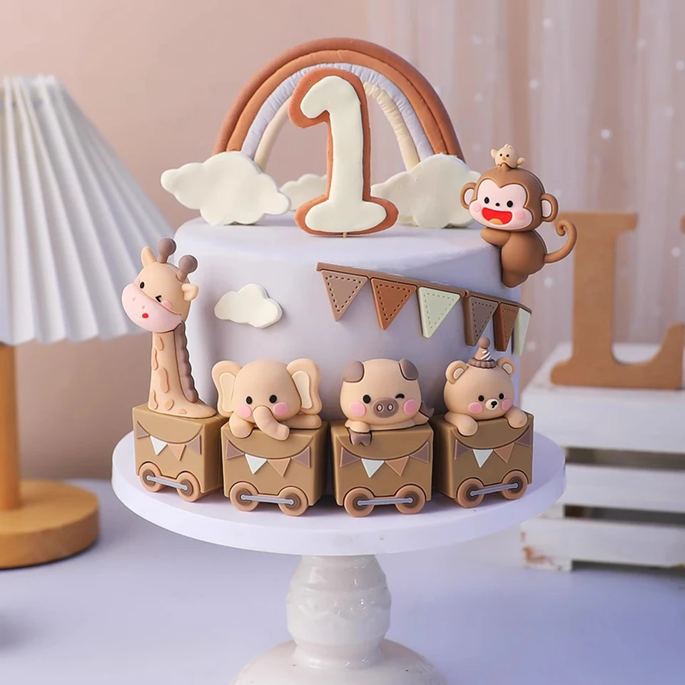 Opica Topper Topper Topper, žirafa, medveď, prasiatko, slon, slon, slon, dekorácie koláča pre narodeninové večierky
