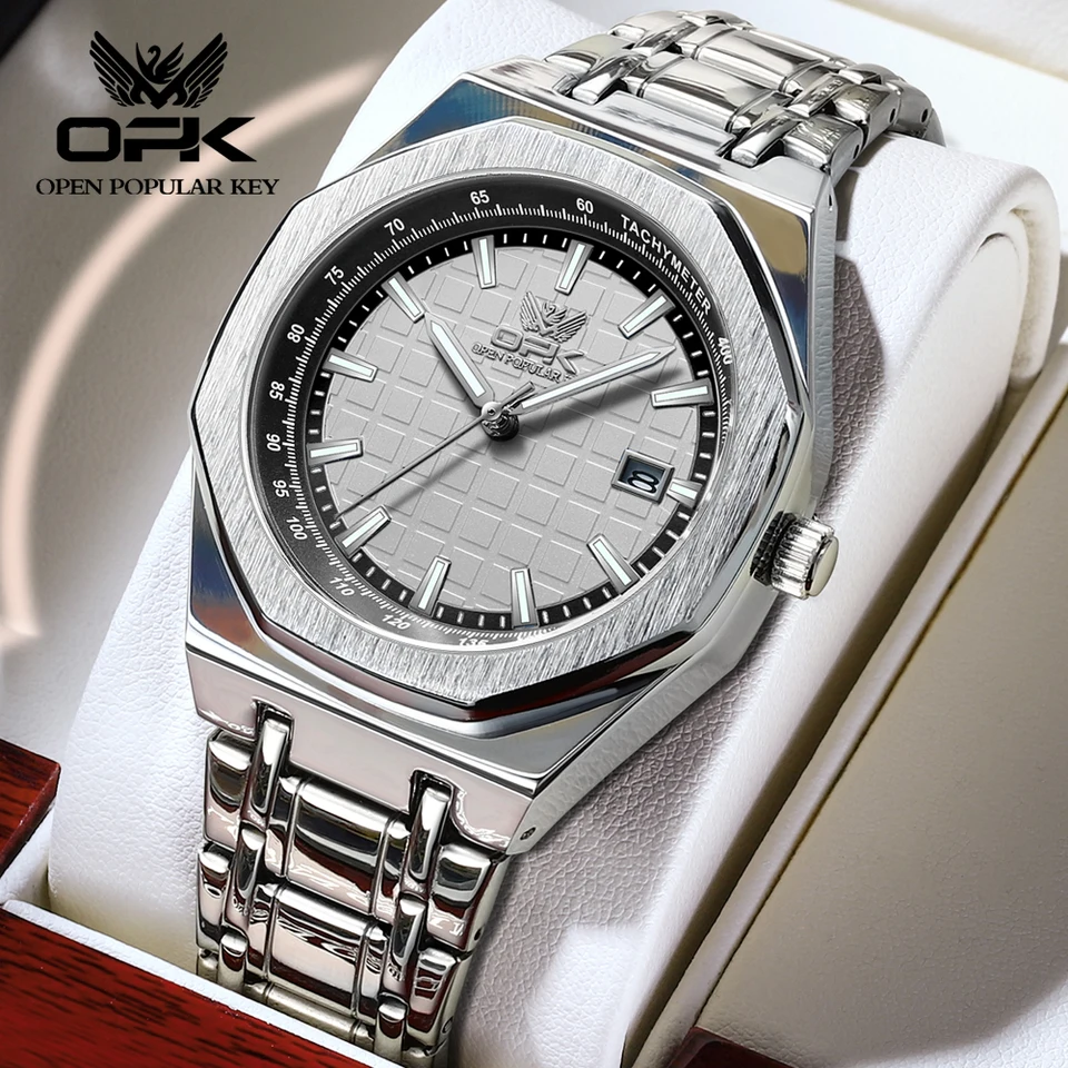 OPK Men's Watch Fashion Top Luxury Brand Quartz Pohyb hodinky Nový klasický nehrdzavejúca oceľ nepremokavá svetelná pánske hodinky 8157