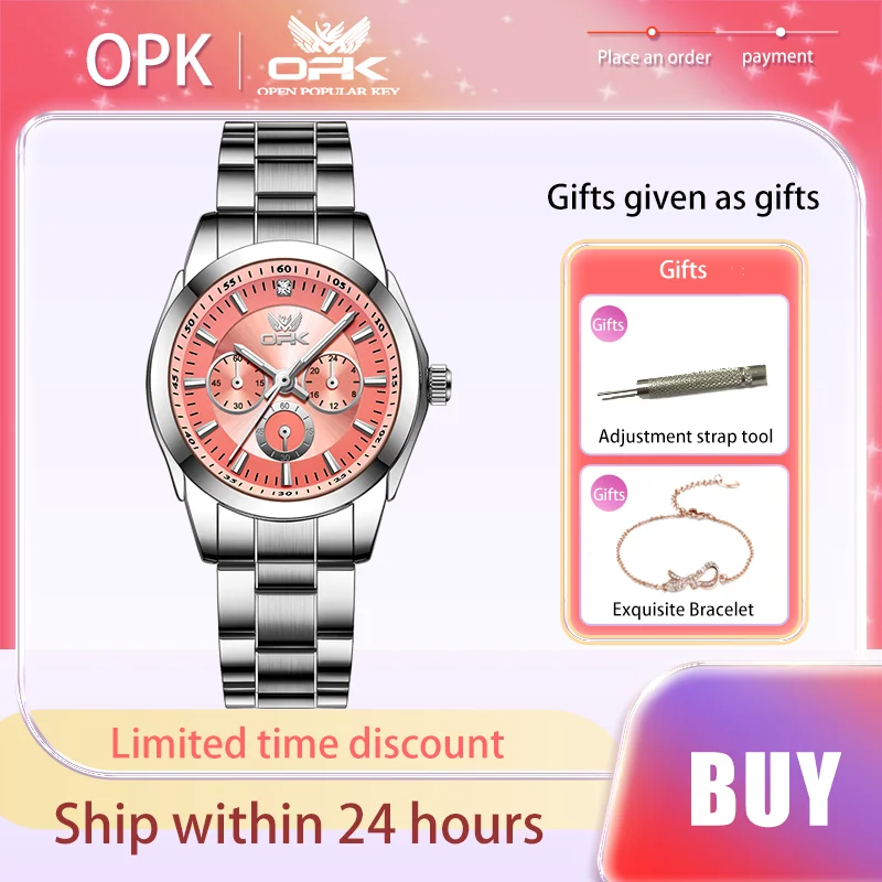 Opk všestranný elegantné originálne Quartz Watch for Women Fashion Luminous Lady Watch Watchwatch Wristwatch z nehrdzavejúcej ocele vodotesný