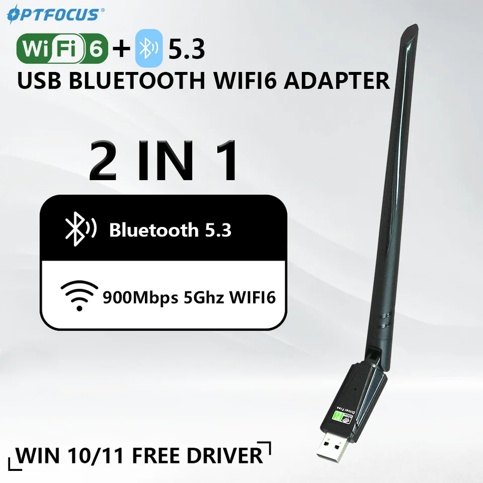 OPTFOCUS 900MBPS USB WIFI6E Bluetooth5.3 AX WIFI Adaptér 2 v 1 pre PC BT WIFI5 2.4G 5G 5DBI Dongle USB Wireless WiFi WiFi prijímač WiFi