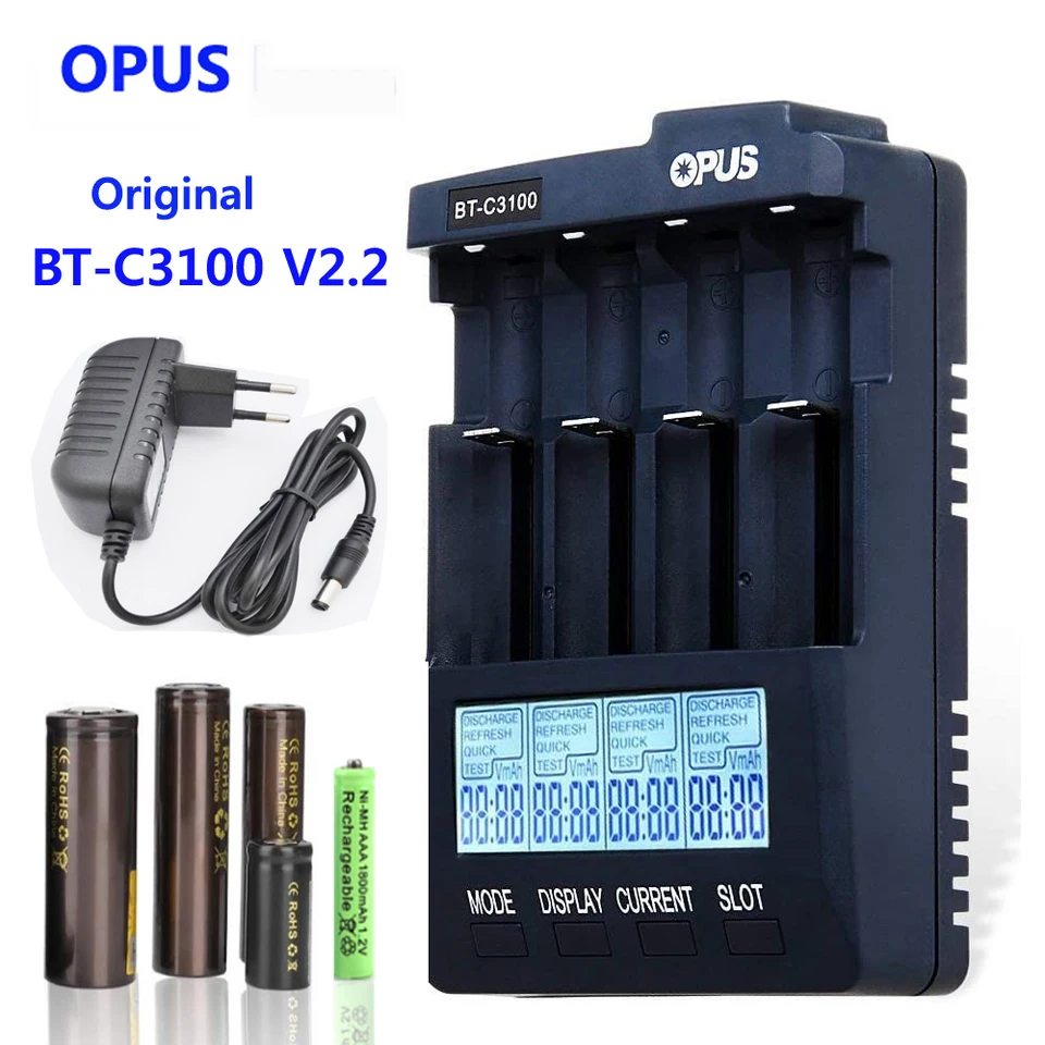 OPUS C3100 LCD inteligentná nabíjačka pre LI-ION NICD NIMH AA AAA 10440 14500 18650 LIFEPO Nabíjateľná 1,5 V 1,2 V batérie