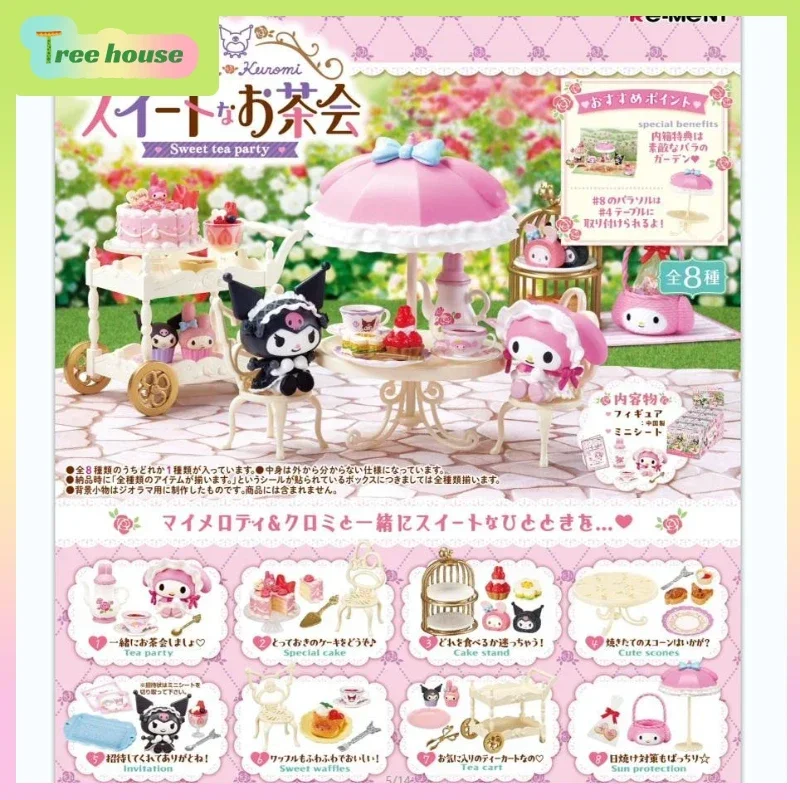 Opätovné číslo 8ks rement sanrio My Melody a Kuromi Sweet Tea Party Collection Miniature Scene Collection slepý box narodeniny vianočný darček
