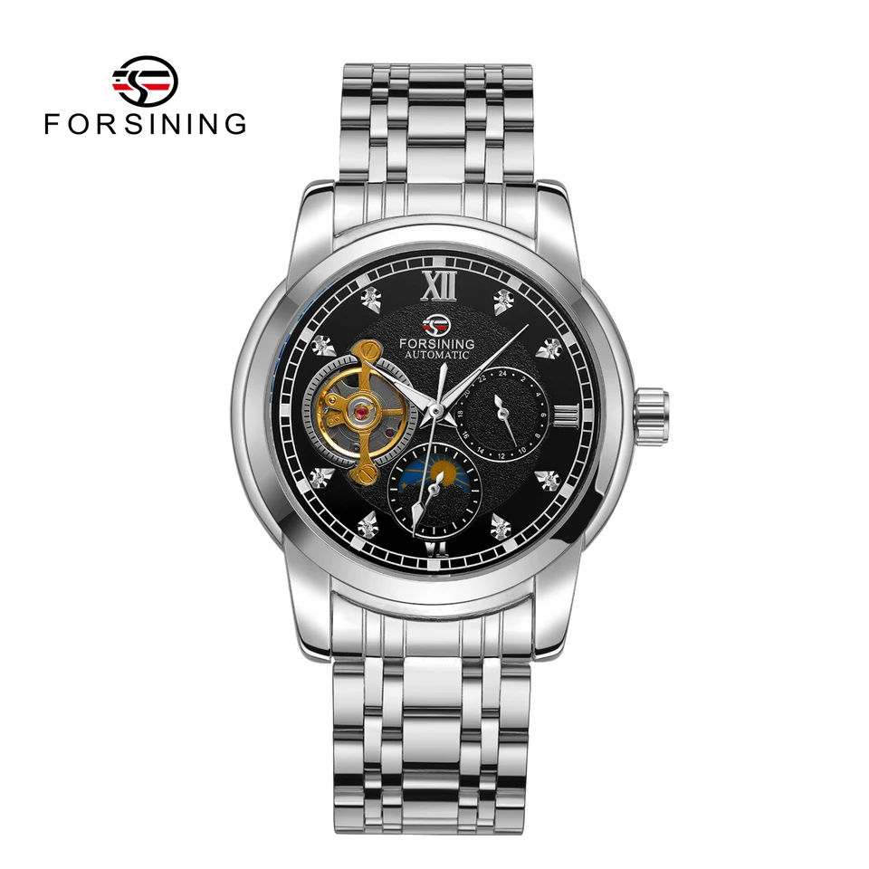 Opúšťanie mechanických hodiniek Simple Hollow Silver Mechanical Watch Steel Band Watch Pánske a dámske zliatinové hodinky