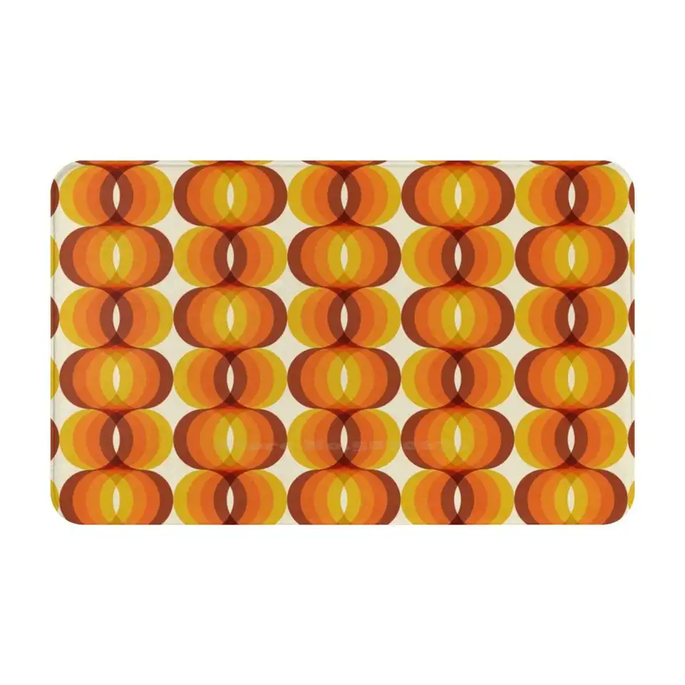 Orange Brown and Slonov retro retro 60. roky zvlnený vzor mäkkých vankúšov automobil domáci koberec Dvere Mat retro vinobranie 1960 -tych rokov hnedá hnedá