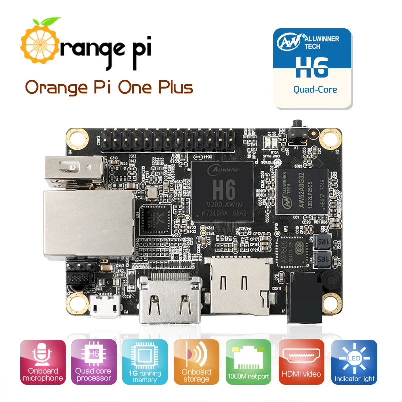 Orange Pi One Plus H6 1 GB Quad-Core 64bit Support Android7.0 Mini PC