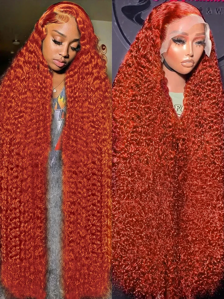 Oranžová zázvorová hlboká vlna 13x4 čipka predná parochňa 30 40 palca 13x6 HD Lace čelná parochňa 250 Hustota čipky predné ľudské vlasy Parochňa pre ženy