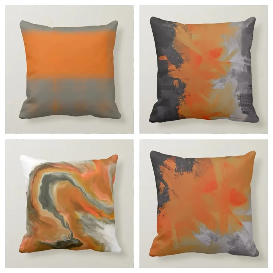 Oranžová čierna šedá tekutina Abstrakt Art Art Painting vankúš 60 * pohovka dekorácia vankúšový kryt 45 domov