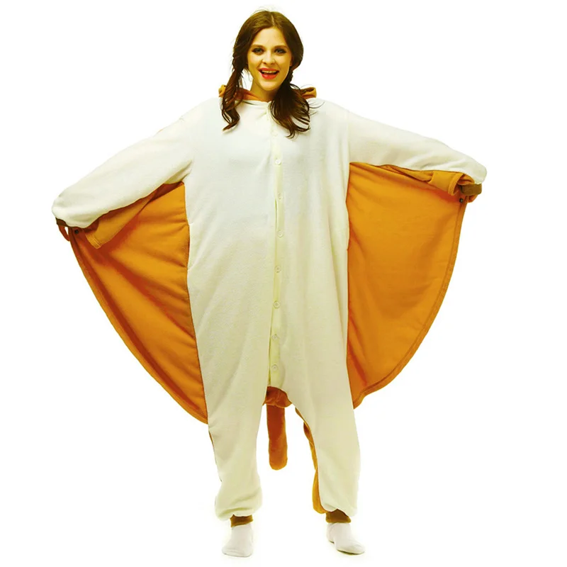 Oranžové lietajúce mačky Halloween Cosplay kostým Cosplay výrazný voľný prispôsobený kapucňový pyžamá flanelové kombinézy Domáce oblečenie Dámske oblečenie