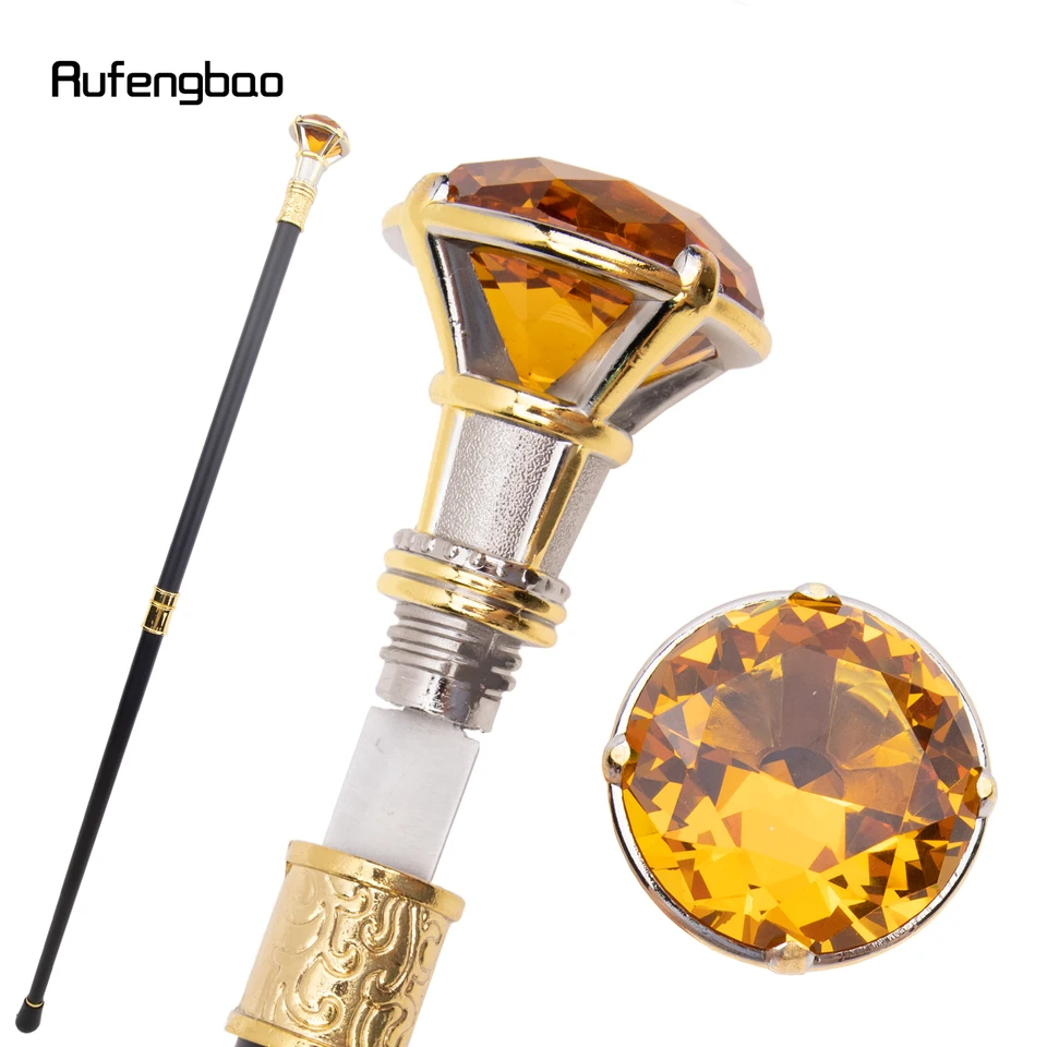 Oranžový diamantový typ zlatá biela chôdza s paličkou so skrytou tanierou sebaobrana móda trstiny Cosplay Crosier Stick 90 cm