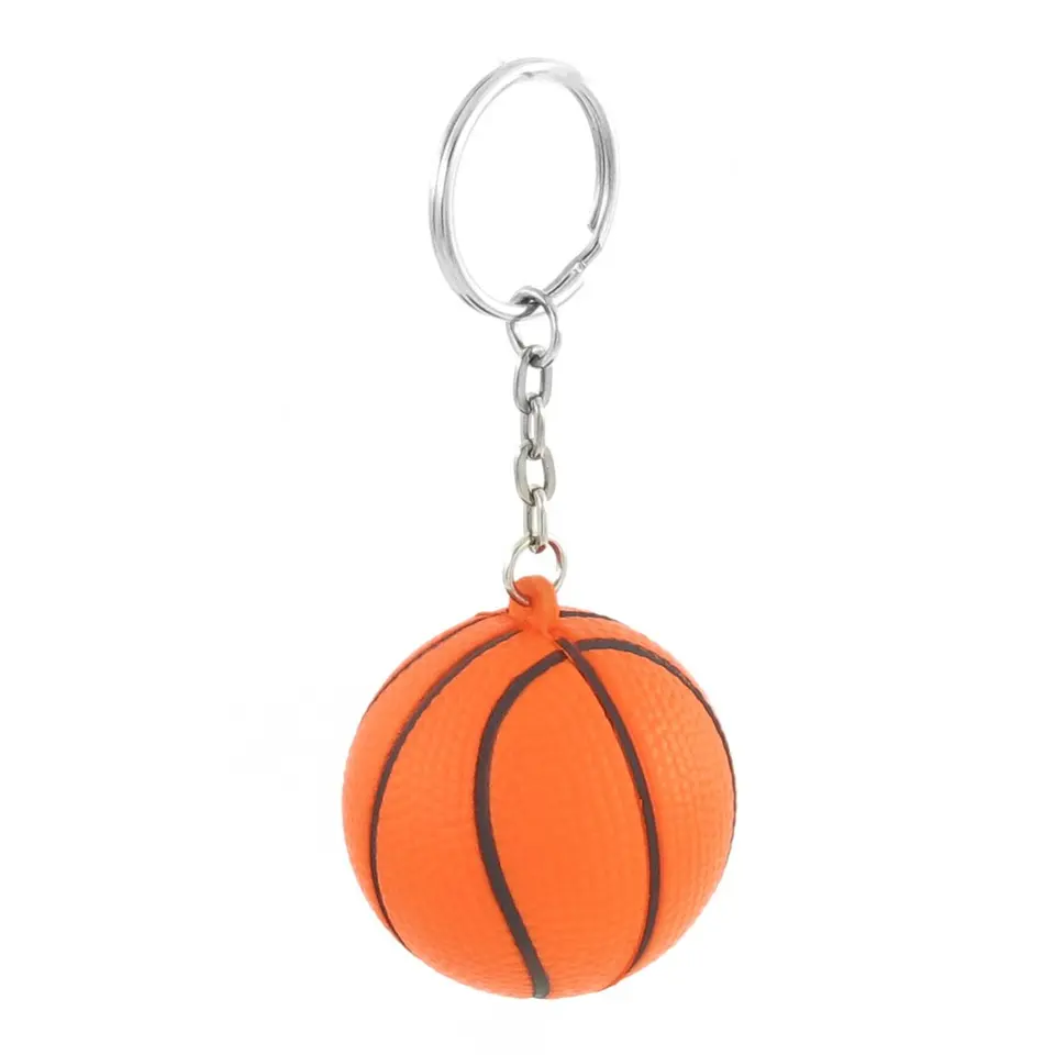 Oranžový čierny basketbalový tvar športového stresu guľky retiazka kľúča prsteň kľúča