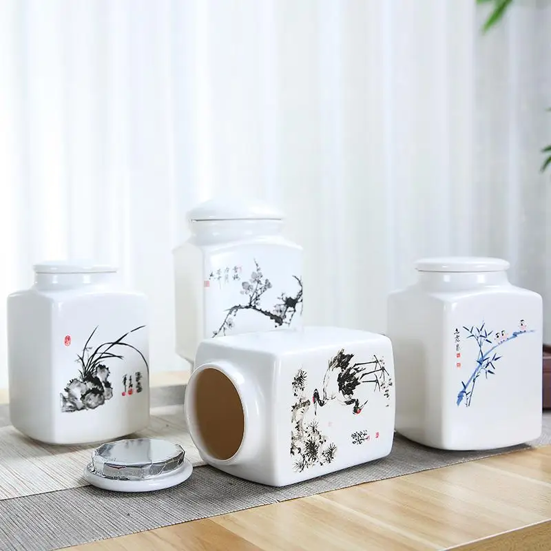 Orchidea bambusová tlač Tea box Organizátor suché ovocné sklady poháre kávový cukor Káša
