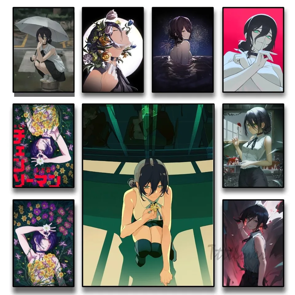 Orezajte reťazovú pílu muž Anime Girl Plagery STRECKERS Art Wall Malej dekorácie herná izba dekor