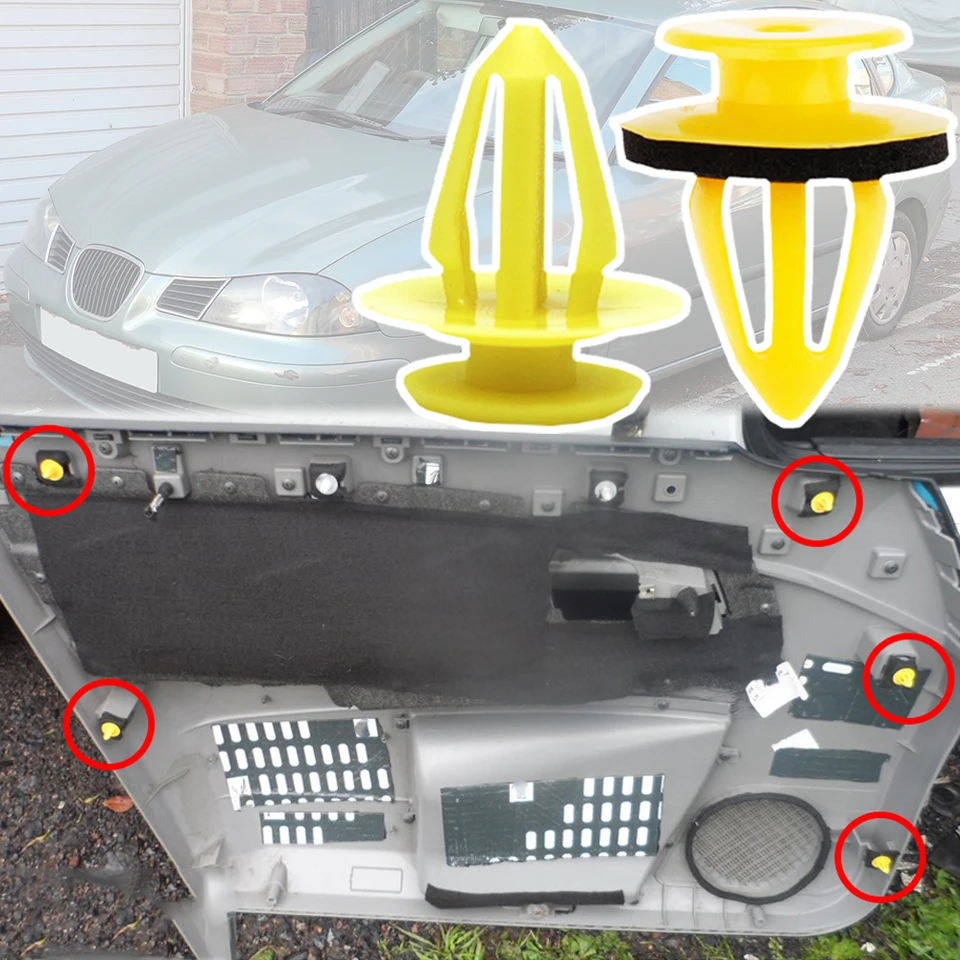 Orezanie kariet na kartu s dverovými panelmi Vnútorné upevňovacie nity pre sedadlo Cordoba 6K 6L 1996 1997 1998 1999 2000 2001 - 2008 VW Derby