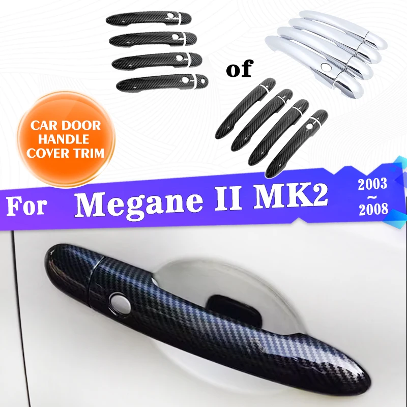 Orezanie krytu rukoväte vozidla pre Renault Megane II MK2 2003 ~ 2008 ABS Ochranné nálepky Štýl hrdzavých príslušenstiev Gadgets