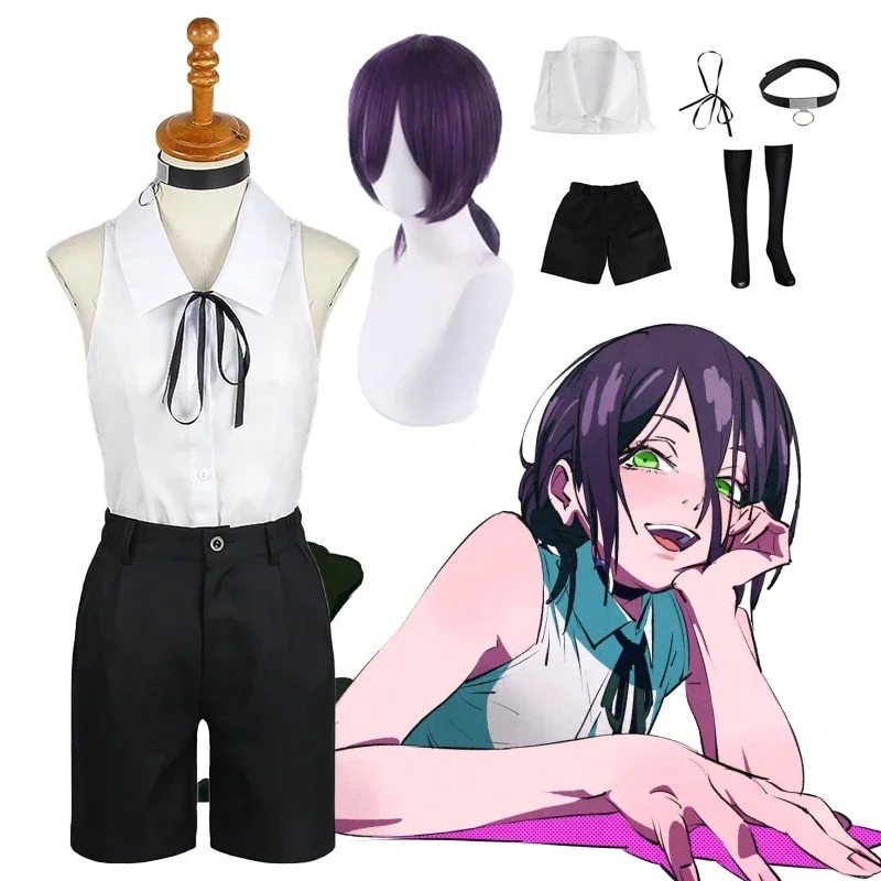 Oreze cosplay Chainsaw Man cosplay kostým anime utfits košeľa kravata Krátka parochňa prsteň prsteň Ženy Jednotný kostým Halloween Party