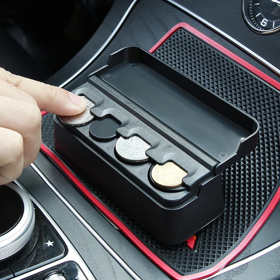 Organizátor automobilu Plastové vreckové pomlčky Coins Case Storage Držiak pre Mercedes.Benz W246 W245 C204 W204 S204 C209 C219 W213