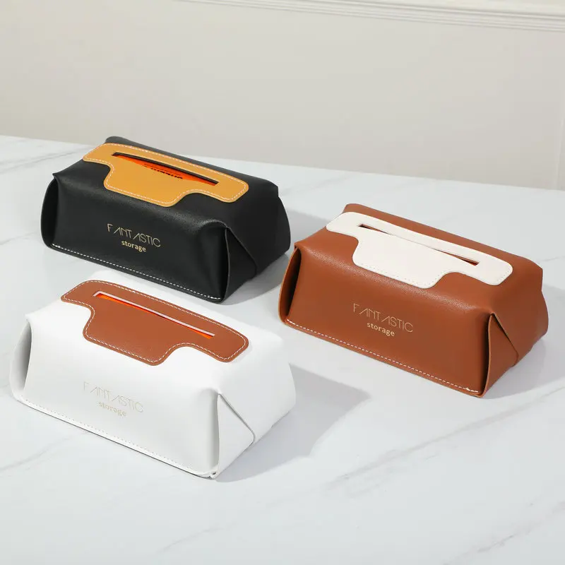 Organizátor Batthroom Pu Leather Kitchen Tissue Box Luxusné tkanivá krabica puzdro na obrúsky držiak na hodváb