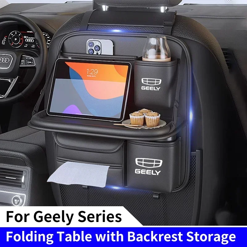 Organizátor chrbta autosedačky s skladateľným stolom v taške na úložné priestory na zadné sedadlá pre Geely Atlas Coolray ECGRAND EC7 EC8 X7 EX7 CK2