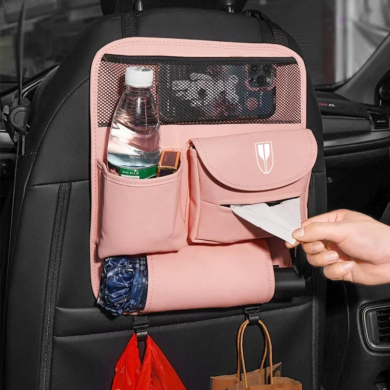 Organizátor chrbta autosedačky vrecka PU kožené sedadlo stredný vešiak Storage Box pre červenú vlajku H5 FAW Red Flag Hong Qi HS5 HS7 H5 H7 H9 Auto